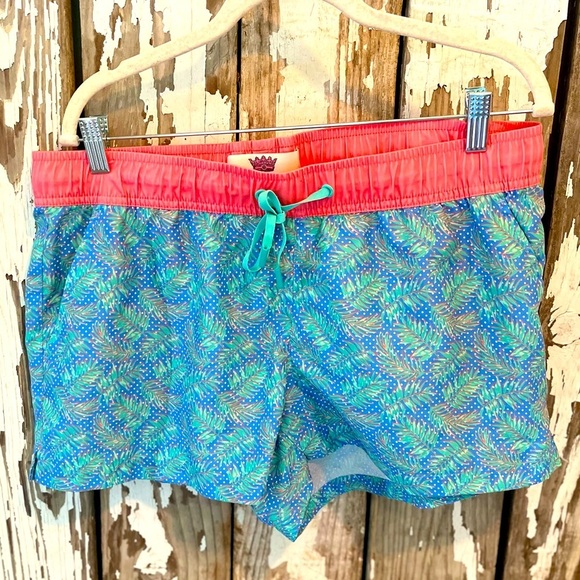 Jadelynn Brooke Pants - Jadelynn Brooke palm leaf swim shorts size xl pink & blue